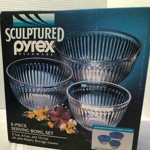 VINTAGE 1995 SCULPTED PYREX OVENWARE NEW IN BOX NEVER OPENED 6 PIECES